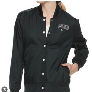 Nike Air Varsity Jacket Womens S Black AR3764-010 Swoosh Athletic Windbreaker L